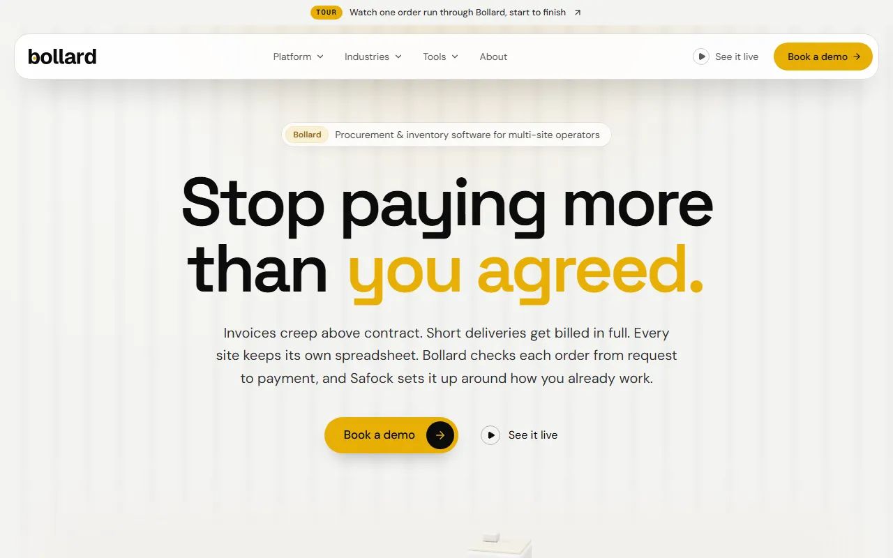 The usebollard.com home page