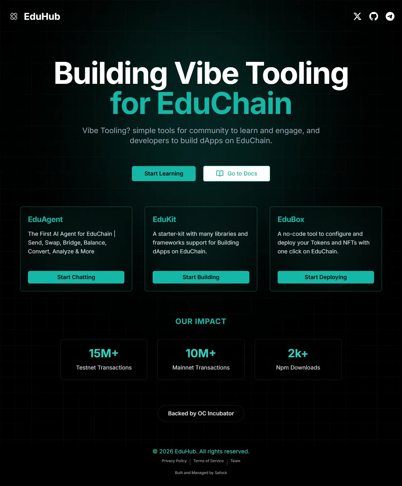 The eduhub.dev home page