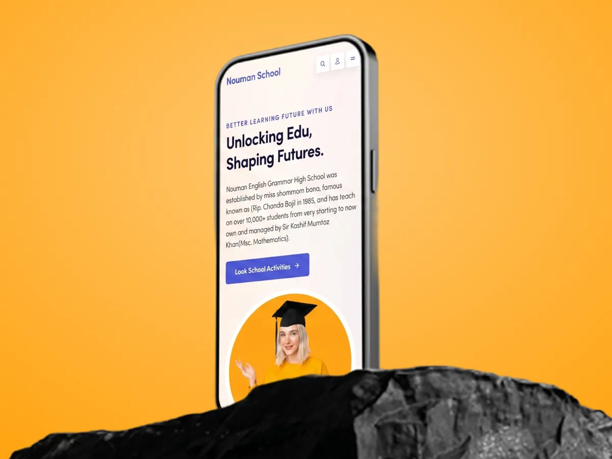 The Nouman School home page on a phone